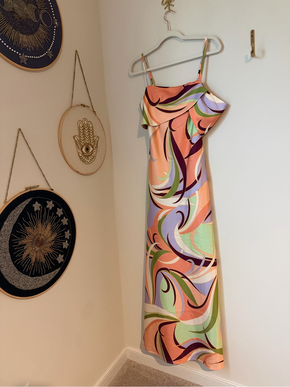 Avec les Filles colorful Abstract Print maxi Slip Dress